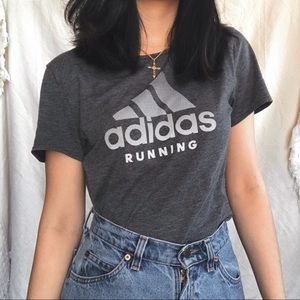 Iconic Adidas Designer Boxy Graphic Print Grey Tee
